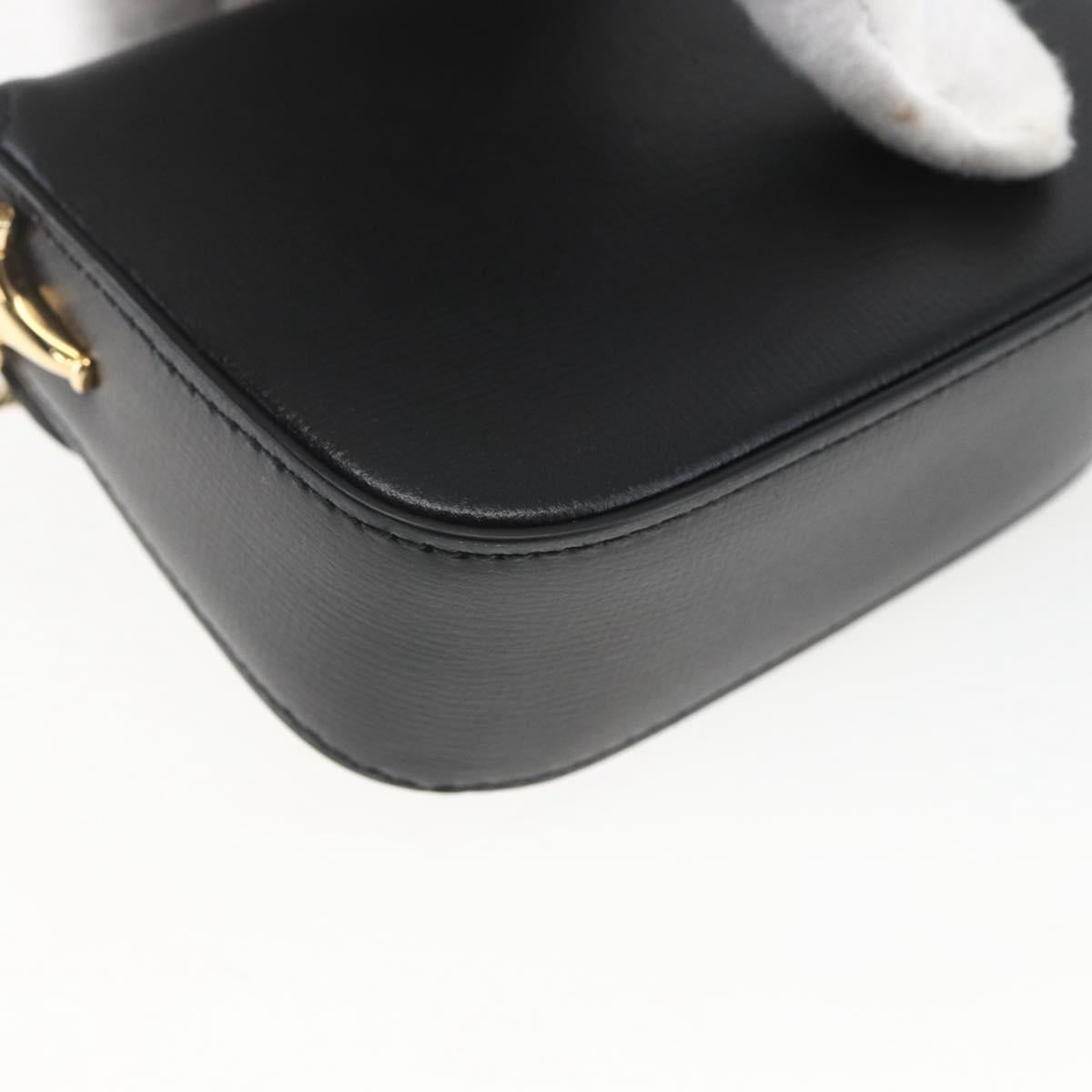 GUCCI Nano bag Horsebit Shoulder Bag Leather Black Gold 760253 Auth ka1517SAM