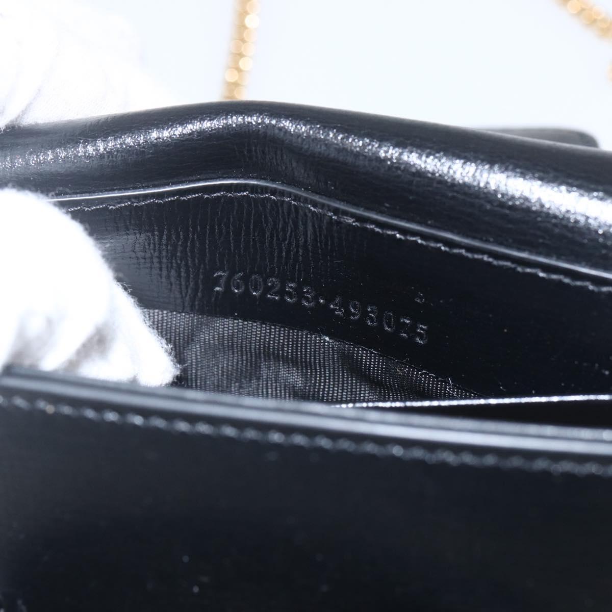 GUCCI Nano bag Horsebit Shoulder Bag Leather Black Gold 760253 Auth ka1517SAM