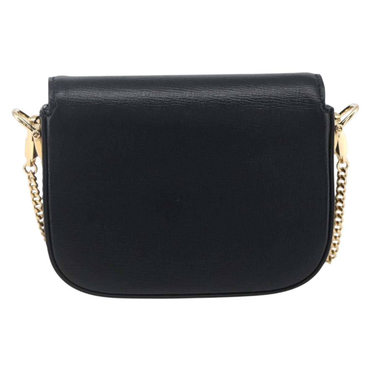 GUCCI Nano bag Horsebit Shoulder Bag Leather Black Gold 760253 Auth ka1517SAM