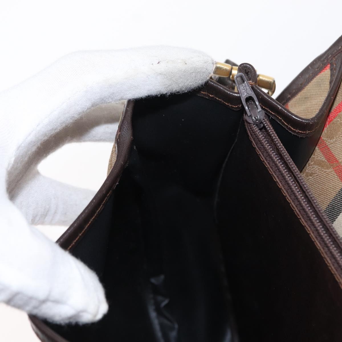 Burberrys Nova Check Shoulder Bag Canvas Beige Gold Auth ka152