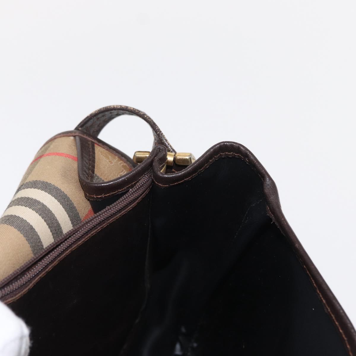 Burberrys Nova Check Shoulder Bag Canvas Beige Gold Auth ka152