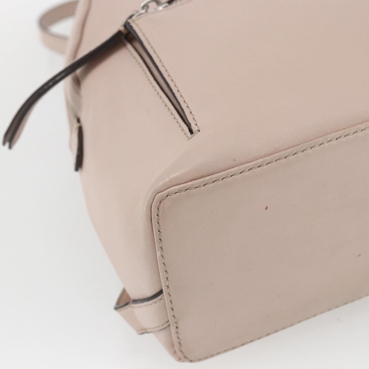 FENDI By The Way Backpack Leather Beige Silver Auth ka1520M