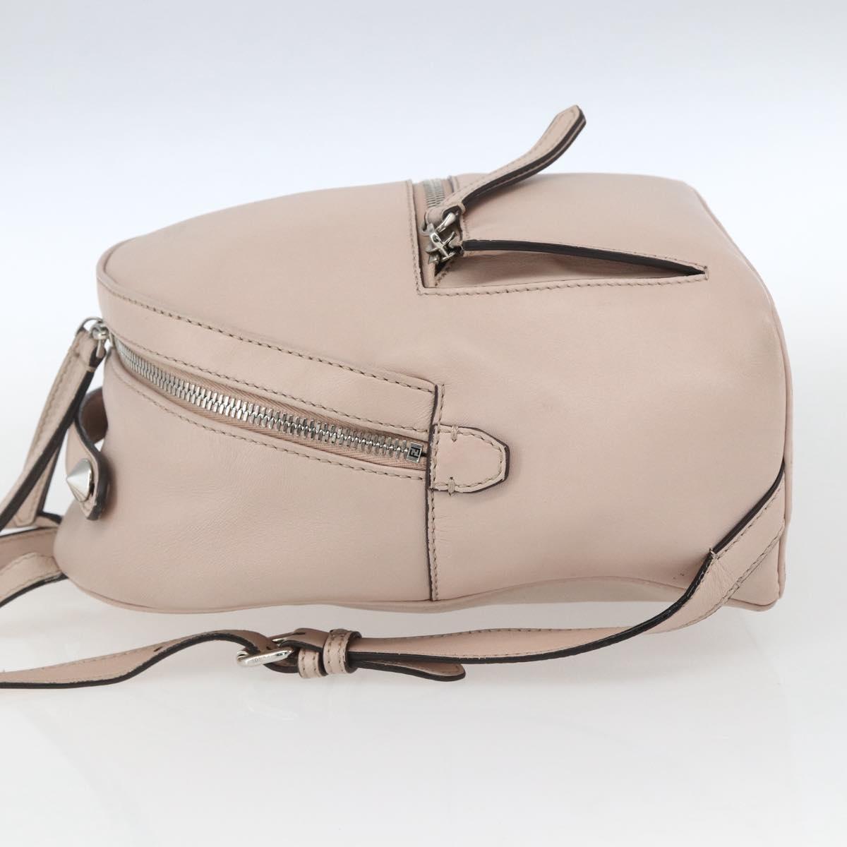 FENDI By The Way Backpack Leather Beige Silver Auth ka1520M