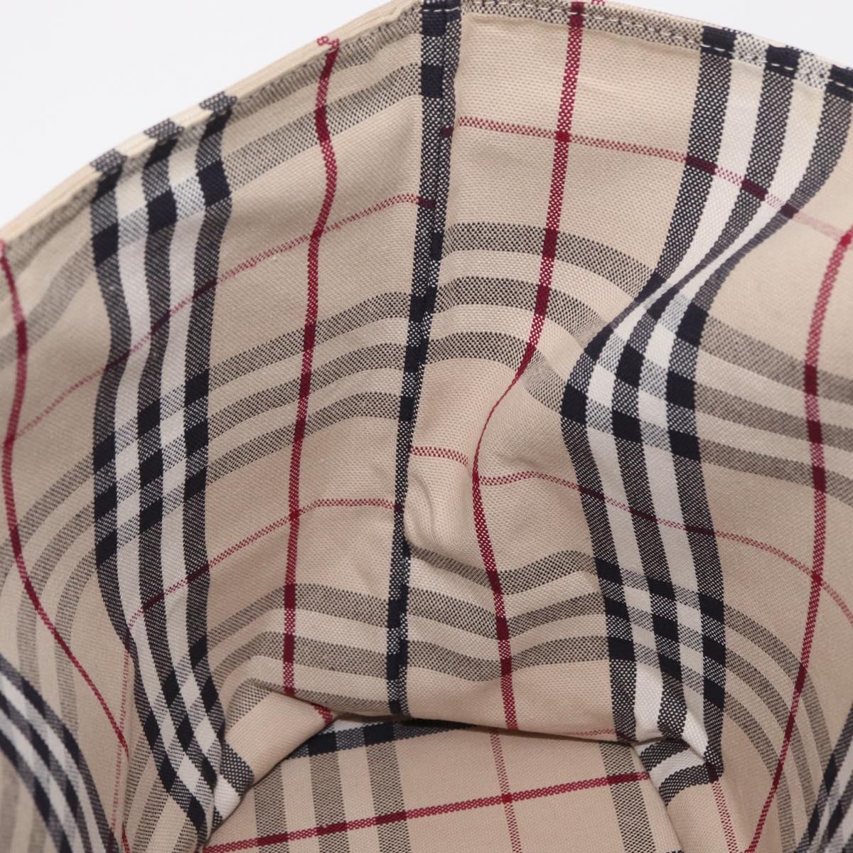 BURBERRY Nova Check Tote Bag Canvas Beige Silver Auth ka1526