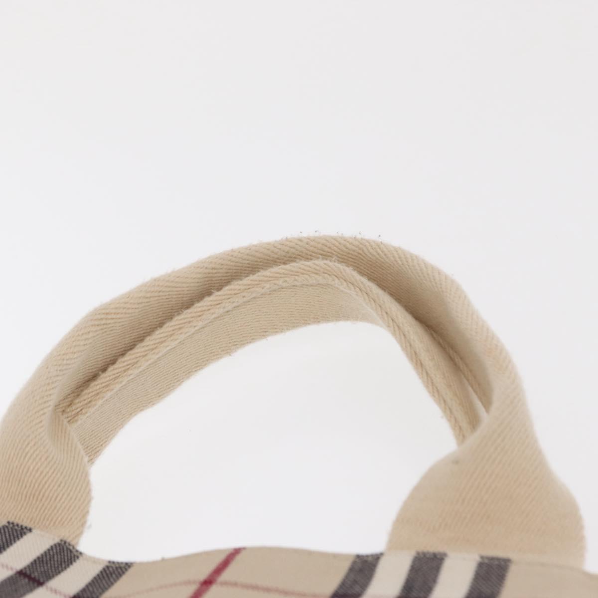 BURBERRY Nova Check Tote Bag Canvas Beige Silver Auth ka1526