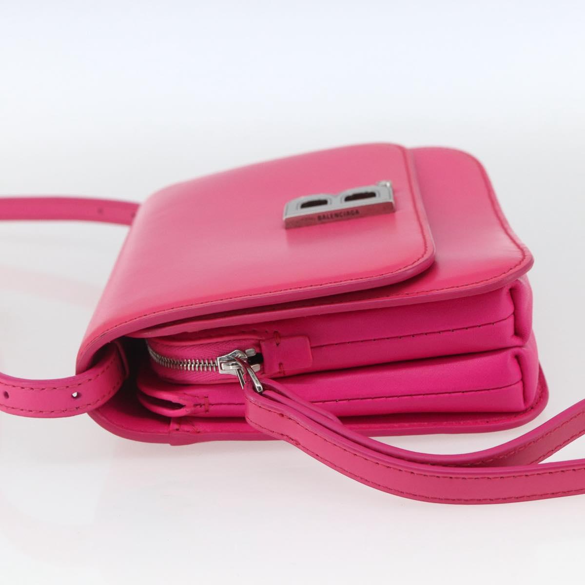 BALENCIAGA Shoulder Bag Leather Pink Silver 592898 Auth ka1527V