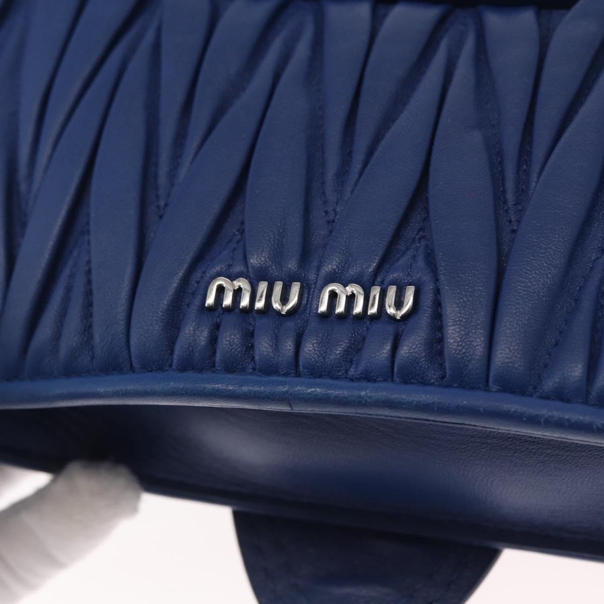 Miu Miu Matelasse Chain Shoulder Bag Leather Blue Silver Auth ka1528V