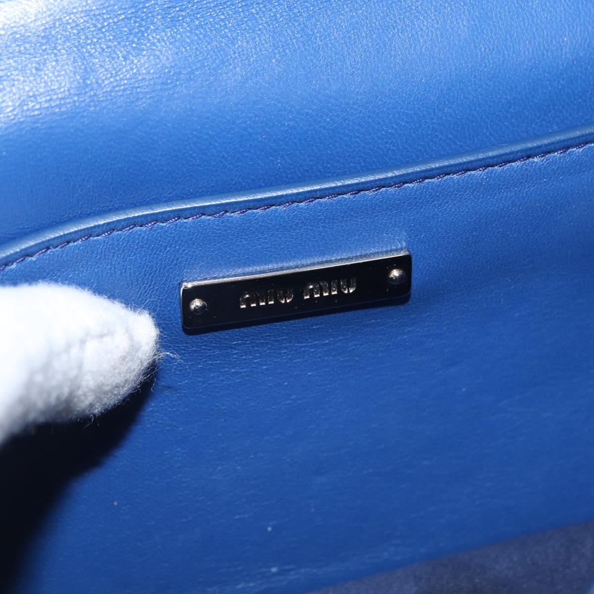Miu Miu Matelasse Chain Shoulder Bag Leather Blue Silver Auth ka1528V