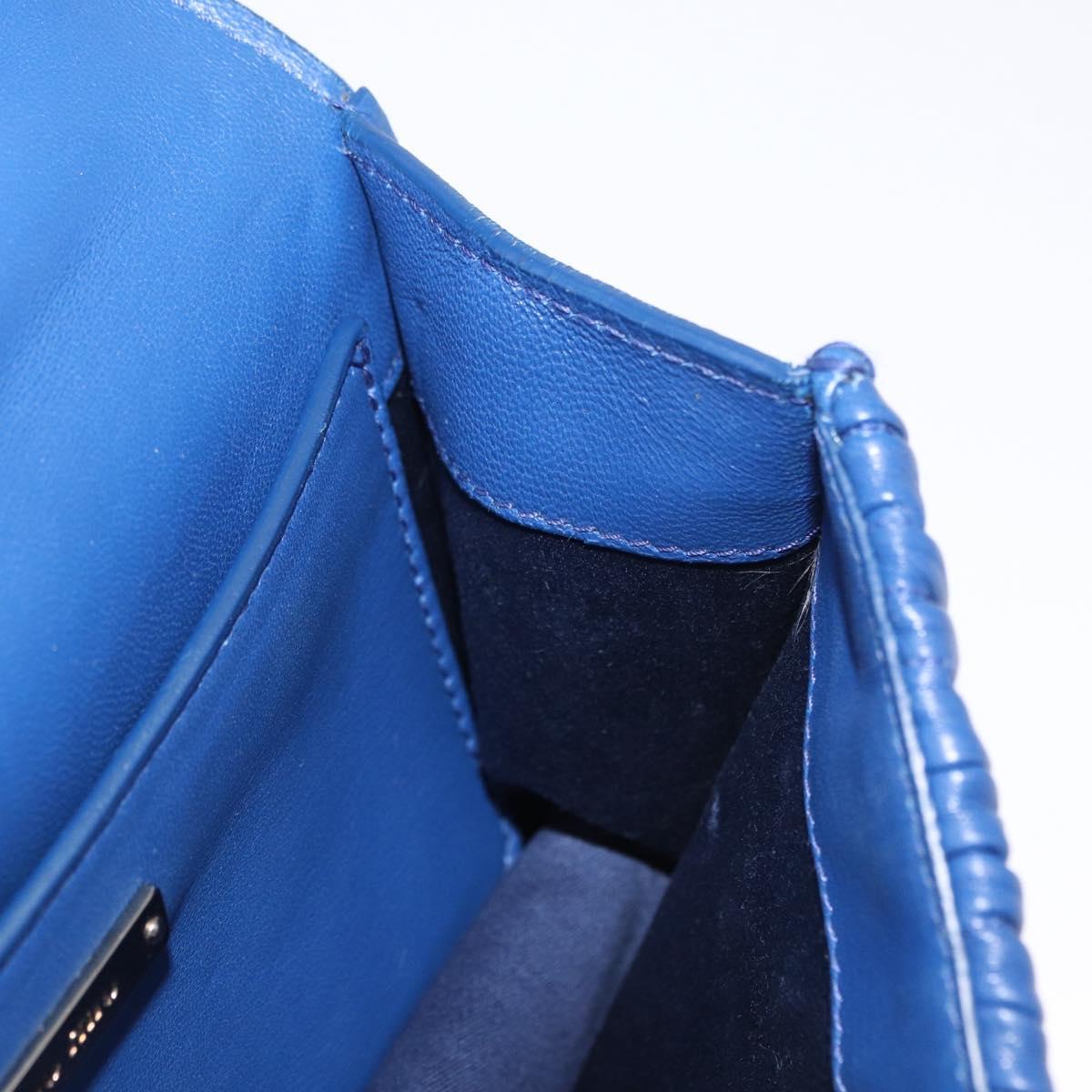 Miu Miu Matelasse Chain Shoulder Bag Leather Blue Silver Auth ka1528V