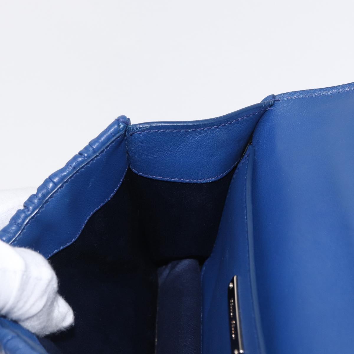 Miu Miu Matelasse Chain Shoulder Bag Leather Blue Silver Auth ka1528V