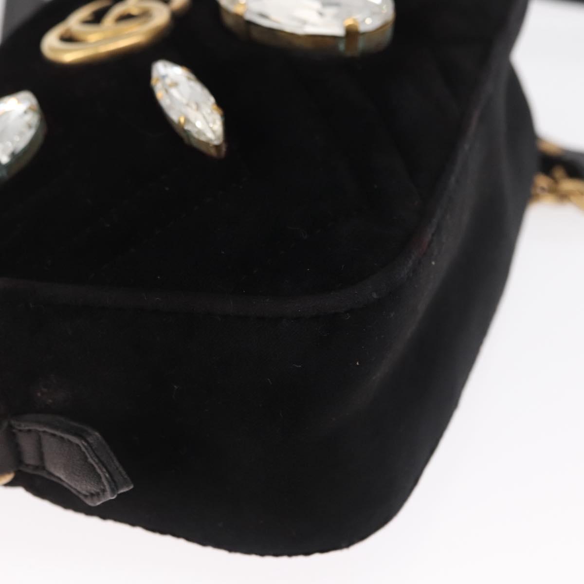 GUCCI GG Marmont Mini Camera Bag Chain Bag Suede Black Gold 448065 Auth ka1530