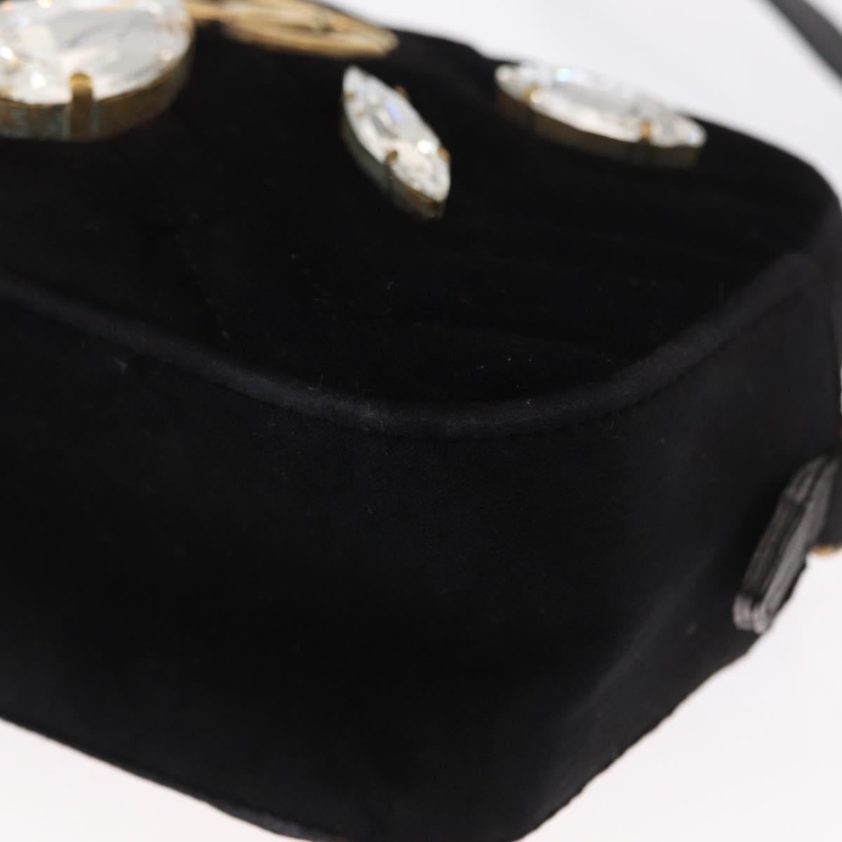GUCCI GG Marmont Mini Camera Bag Chain Bag Suede Black Gold 448065 Auth ka1530