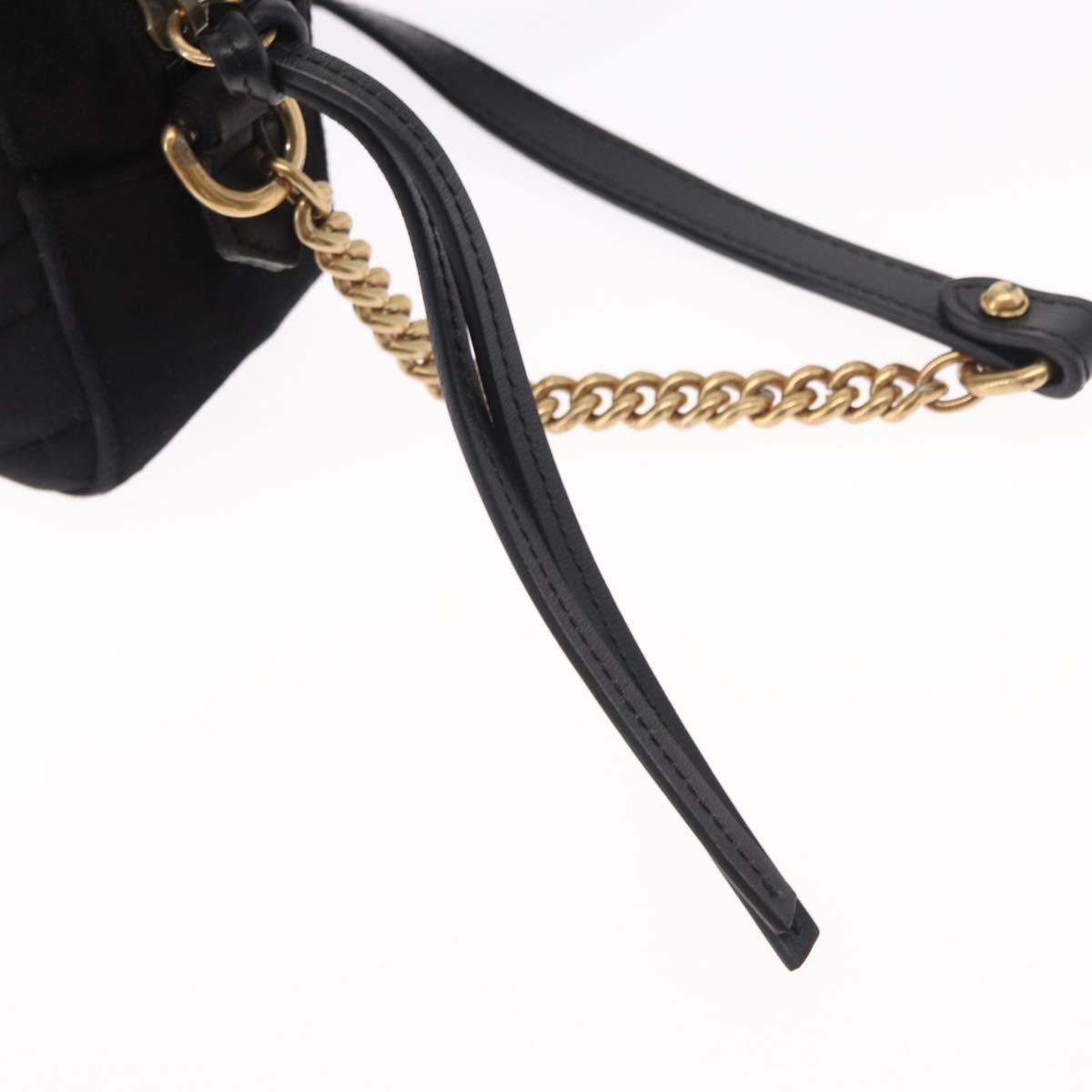 GUCCI GG Marmont Mini Camera Bag Chain Bag Suede Black Gold 448065 Auth ka1530