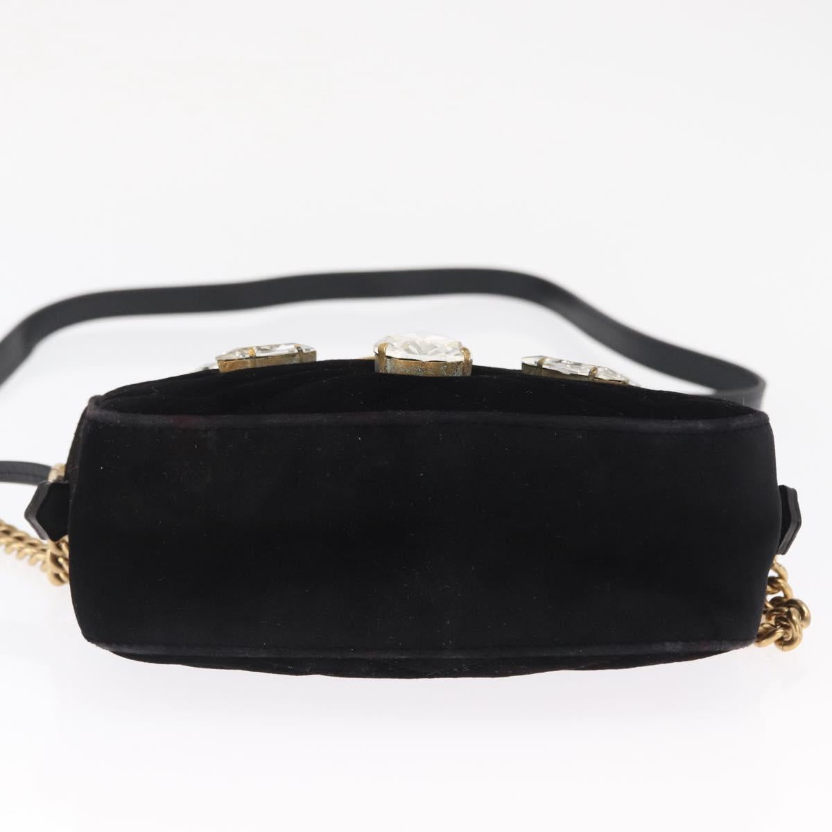 GUCCI GG Marmont Mini Camera Bag Chain Bag Suede Black Gold 448065 Auth ka1530
