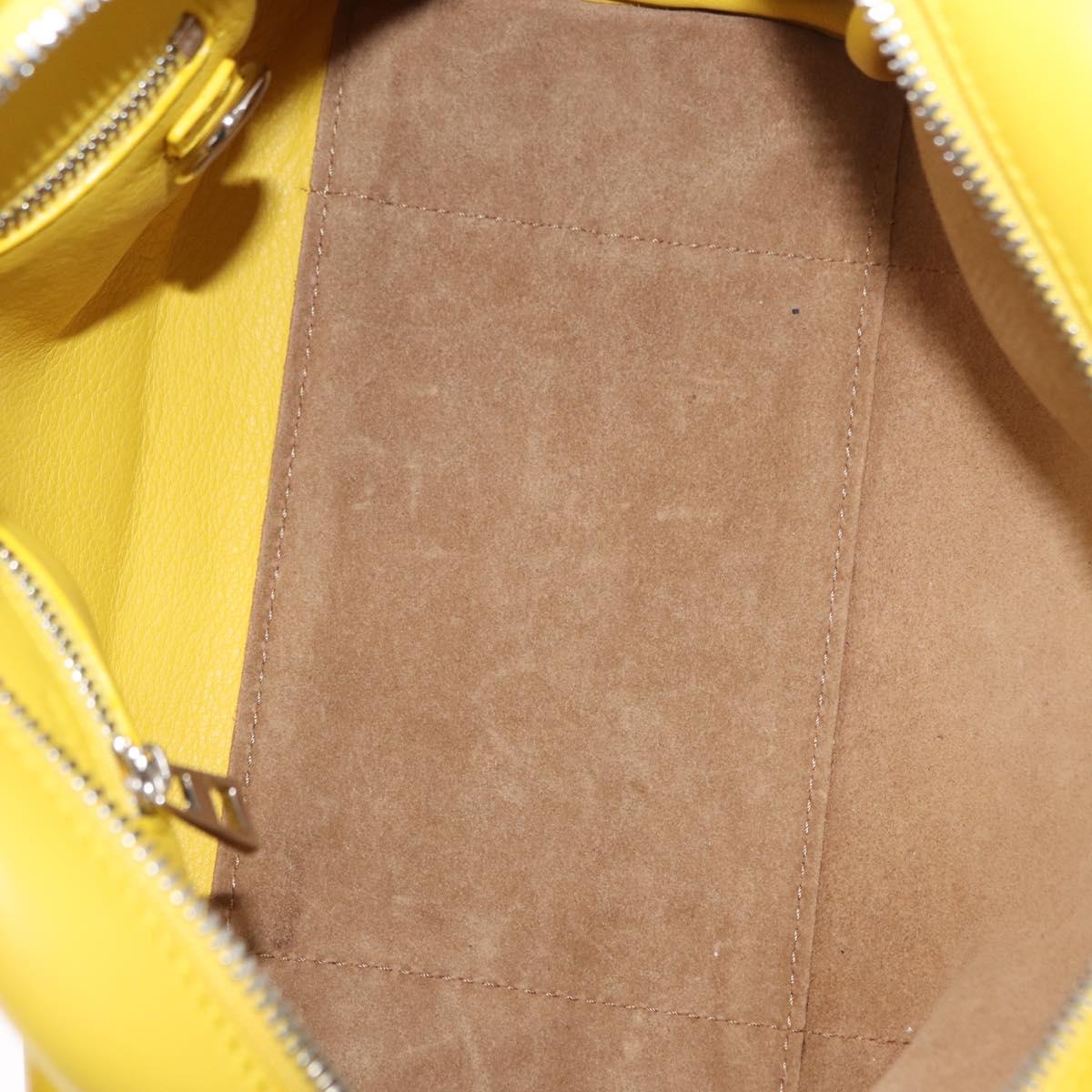 LOEWE Hand Bag Leather 2way Yellow Silver Auth ka1544V
