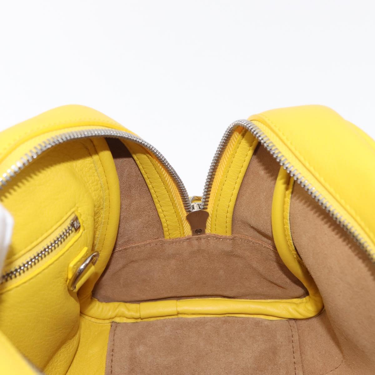 LOEWE Hand Bag Leather 2way Yellow Silver Auth ka1544V