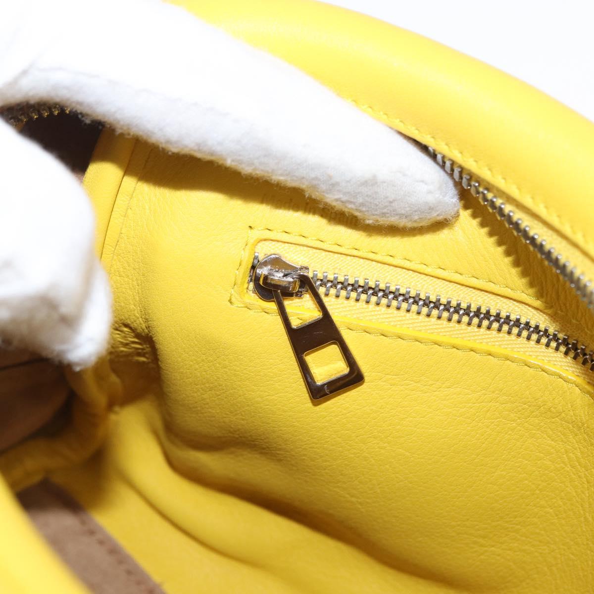 LOEWE Hand Bag Leather 2way Yellow Silver Auth ka1544V