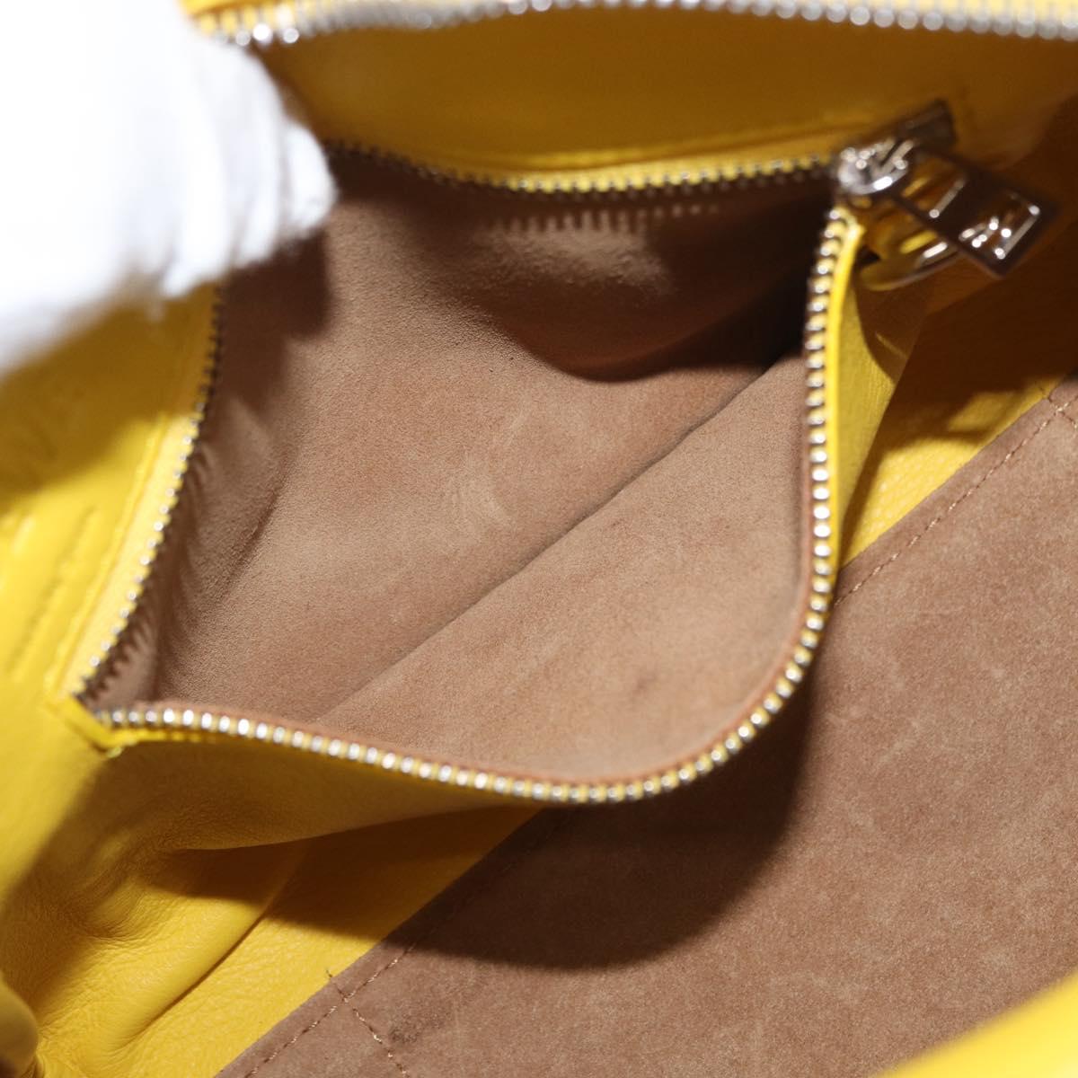 LOEWE Hand Bag Leather 2way Yellow Silver Auth ka1544V