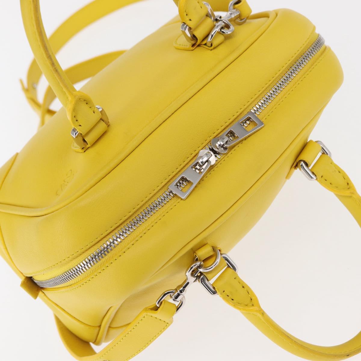 LOEWE Hand Bag Leather 2way Yellow Silver Auth ka1544V