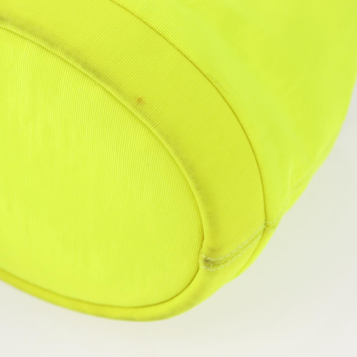 Christian Dior Shoulder Bag Canvas LIme Green Silver Auth ka1545M