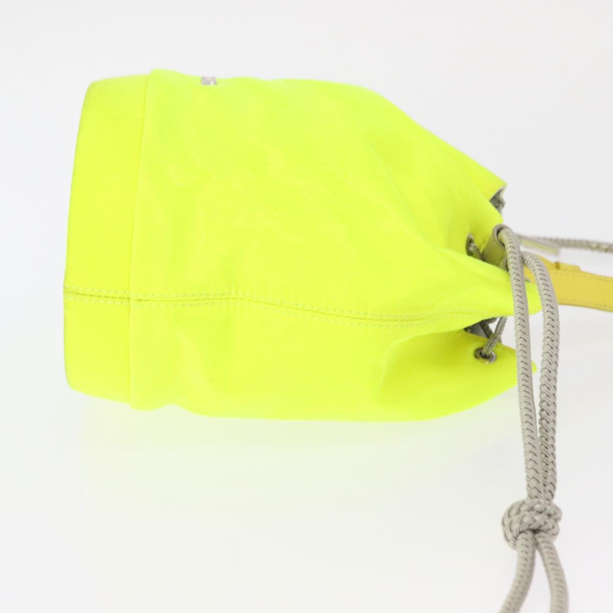 Christian Dior Shoulder Bag Canvas LIme Green Silver Auth ka1545M