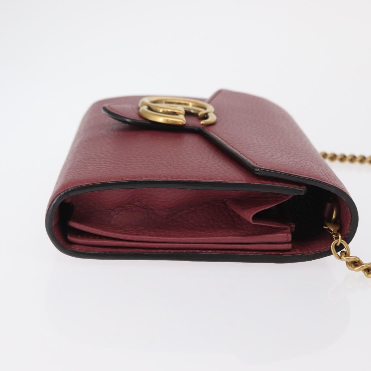 GUCCI GG Marmont Chain Shoulder Bag Leather Pink Gold 401232 Auth ka1546SAV