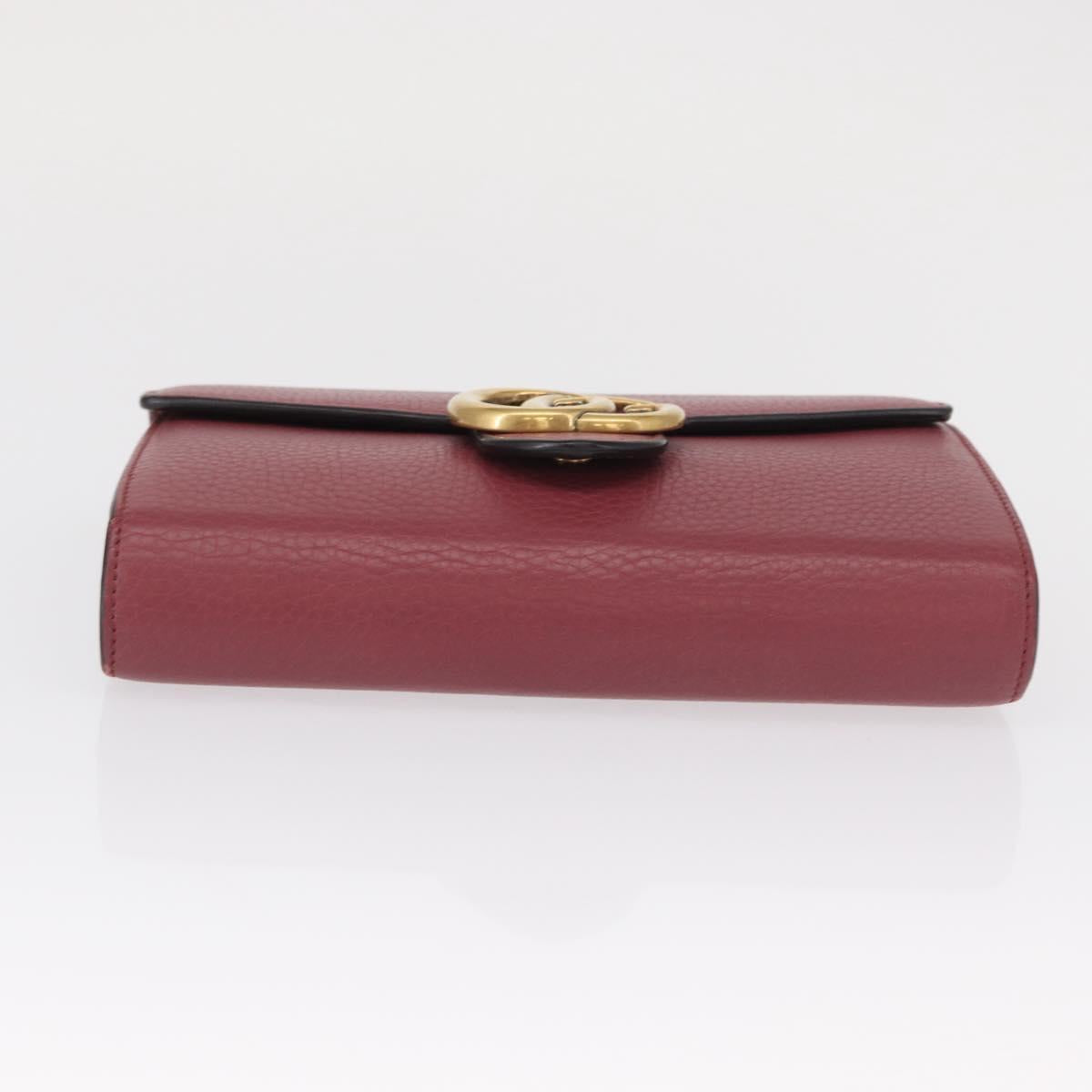 GUCCI GG Marmont Chain Shoulder Bag Leather Pink Gold 401232 Auth ka1546SAV