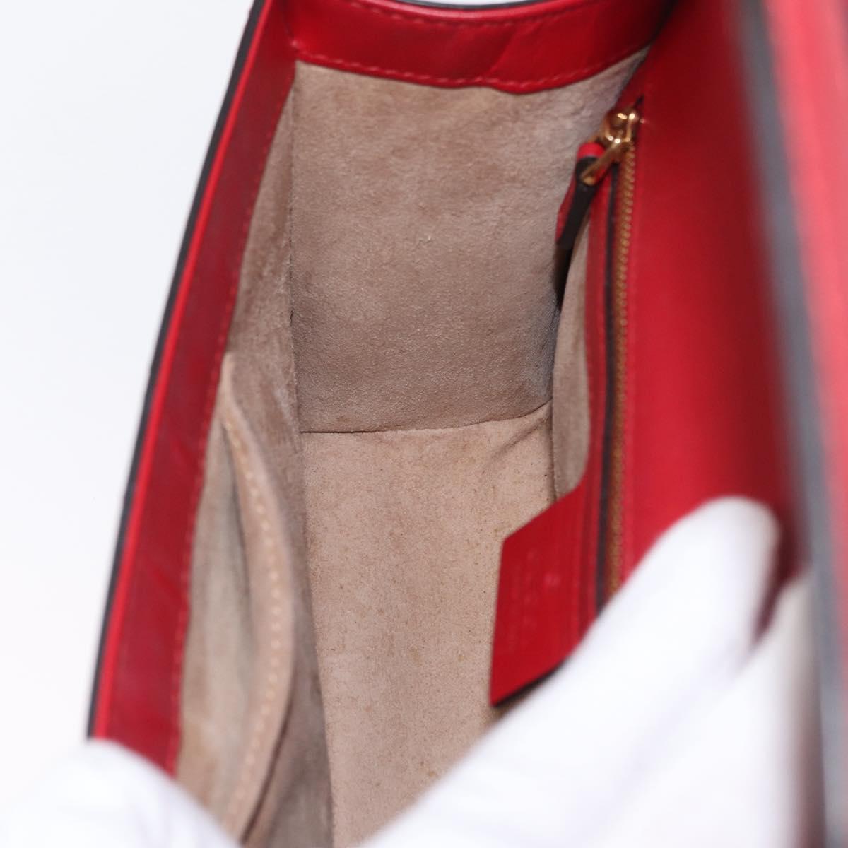 GUCCI Silvi Sherry Line Shoulder Bag Leather 2way Red Gold 421882 Auth ka1549