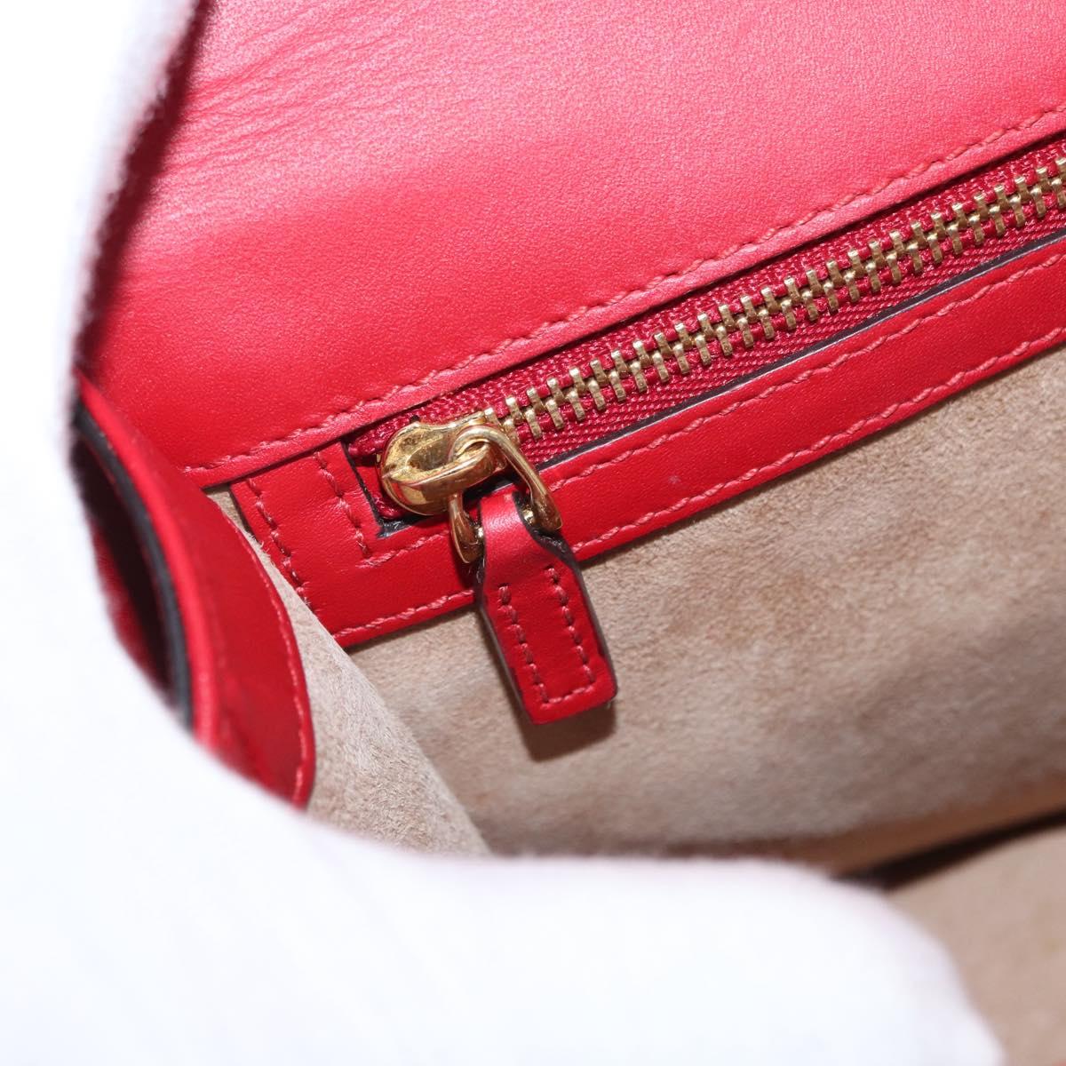 GUCCI Silvi Sherry Line Shoulder Bag Leather 2way Red Gold 421882 Auth ka1549