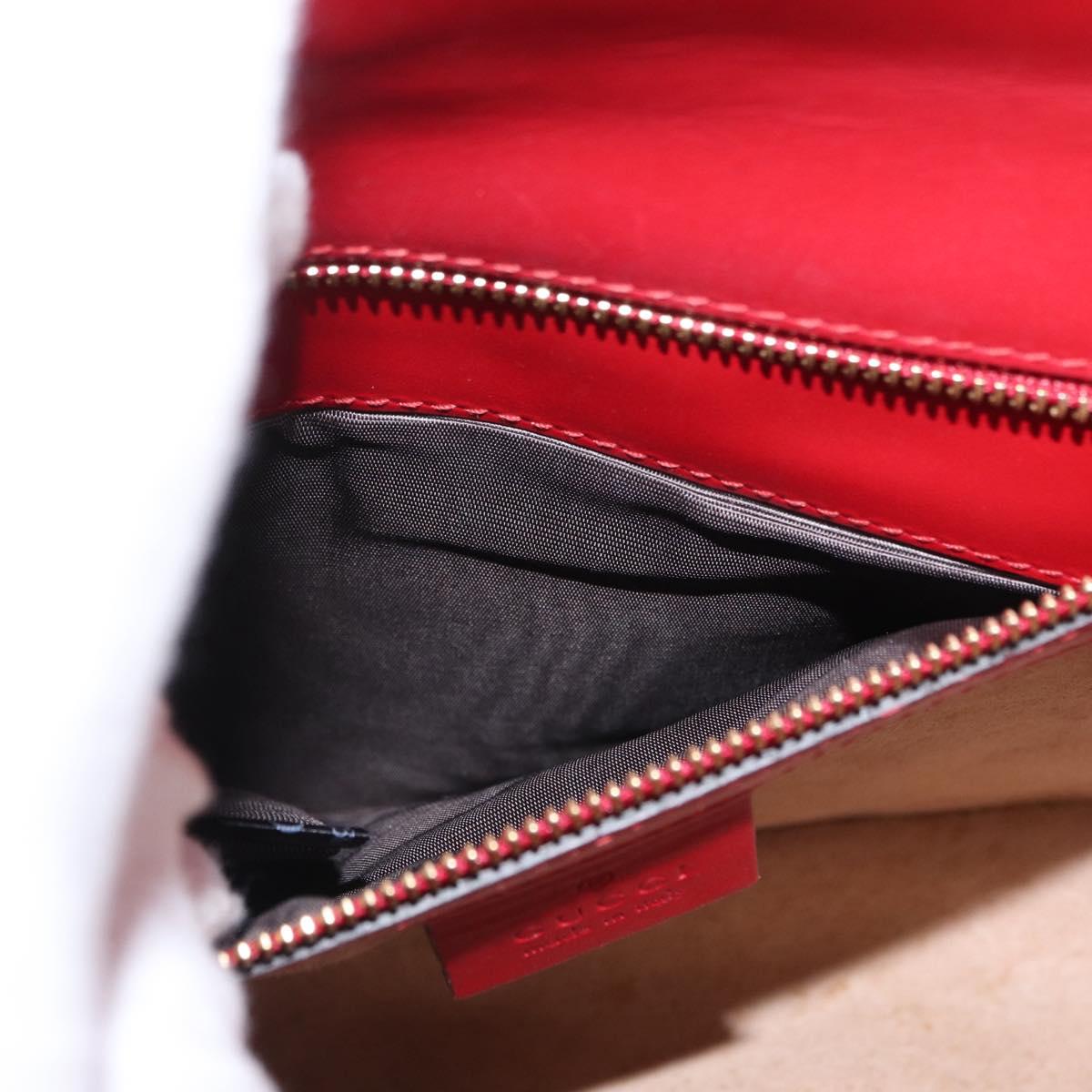 GUCCI Silvi Sherry Line Shoulder Bag Leather 2way Red Gold 421882 Auth ka1549