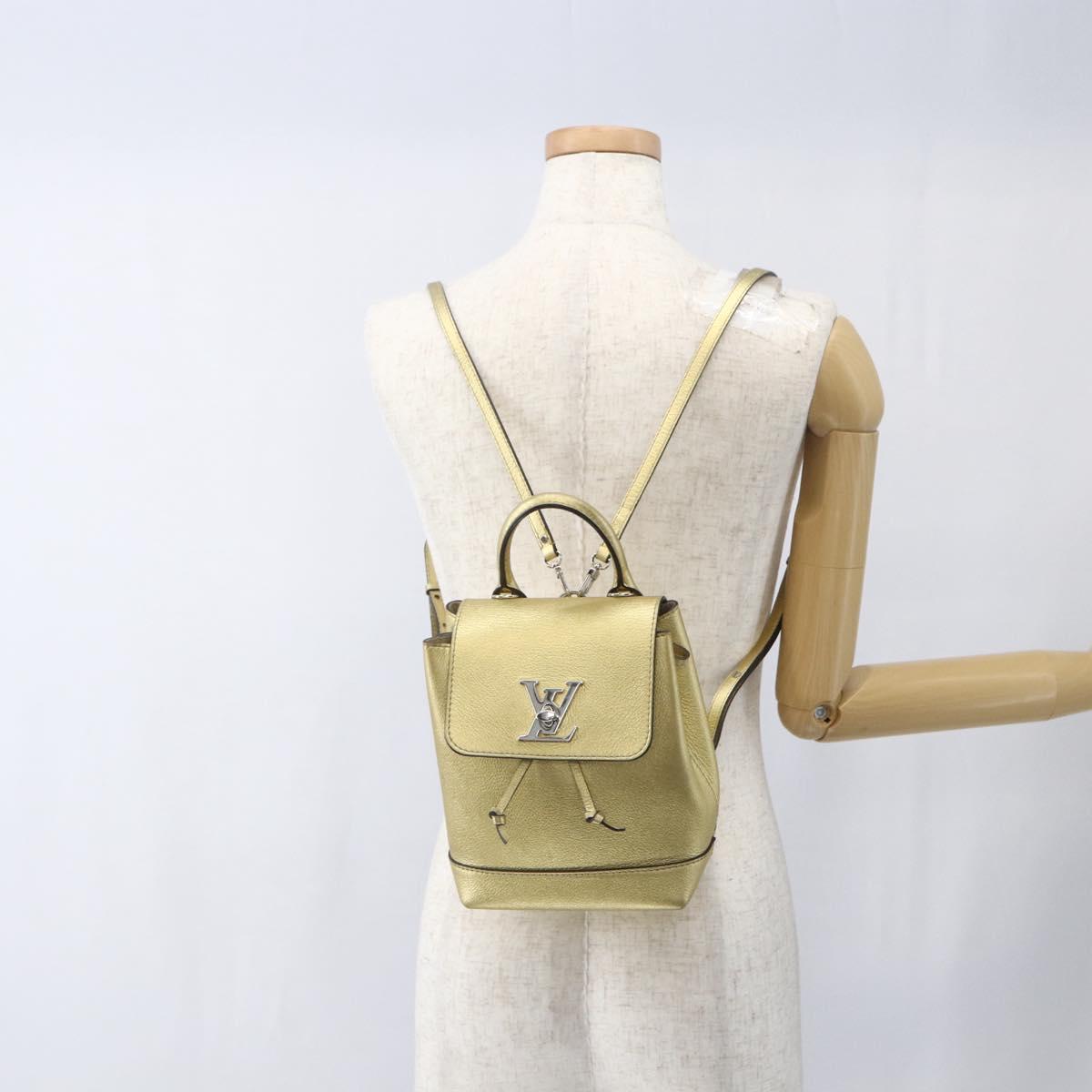 LOUIS VUITTON Rock Me Backpack Leather Gold Tone M54575 LV Auth ka1551M