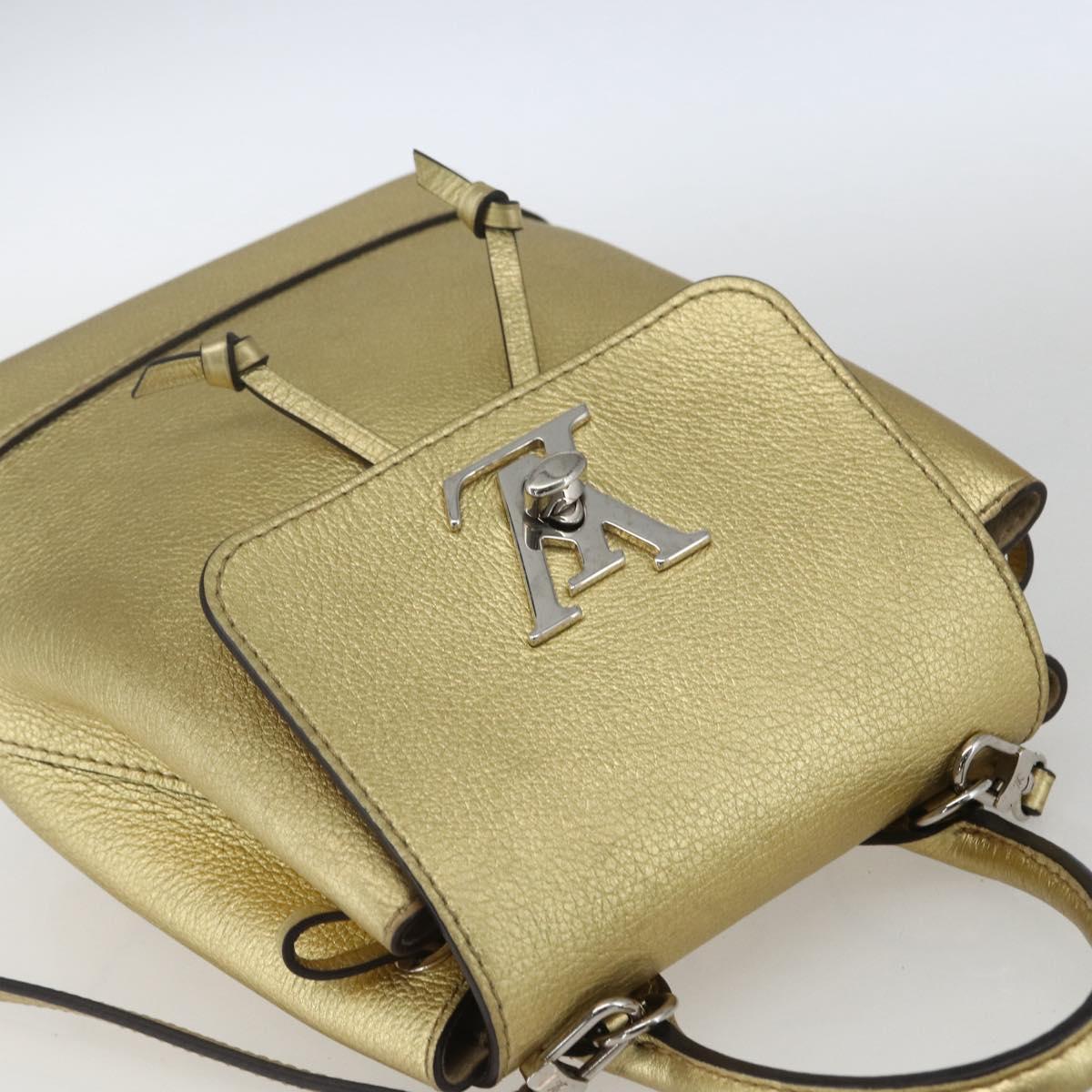 LOUIS VUITTON Rock Me Backpack Leather Gold Tone M54575 LV Auth ka1551M