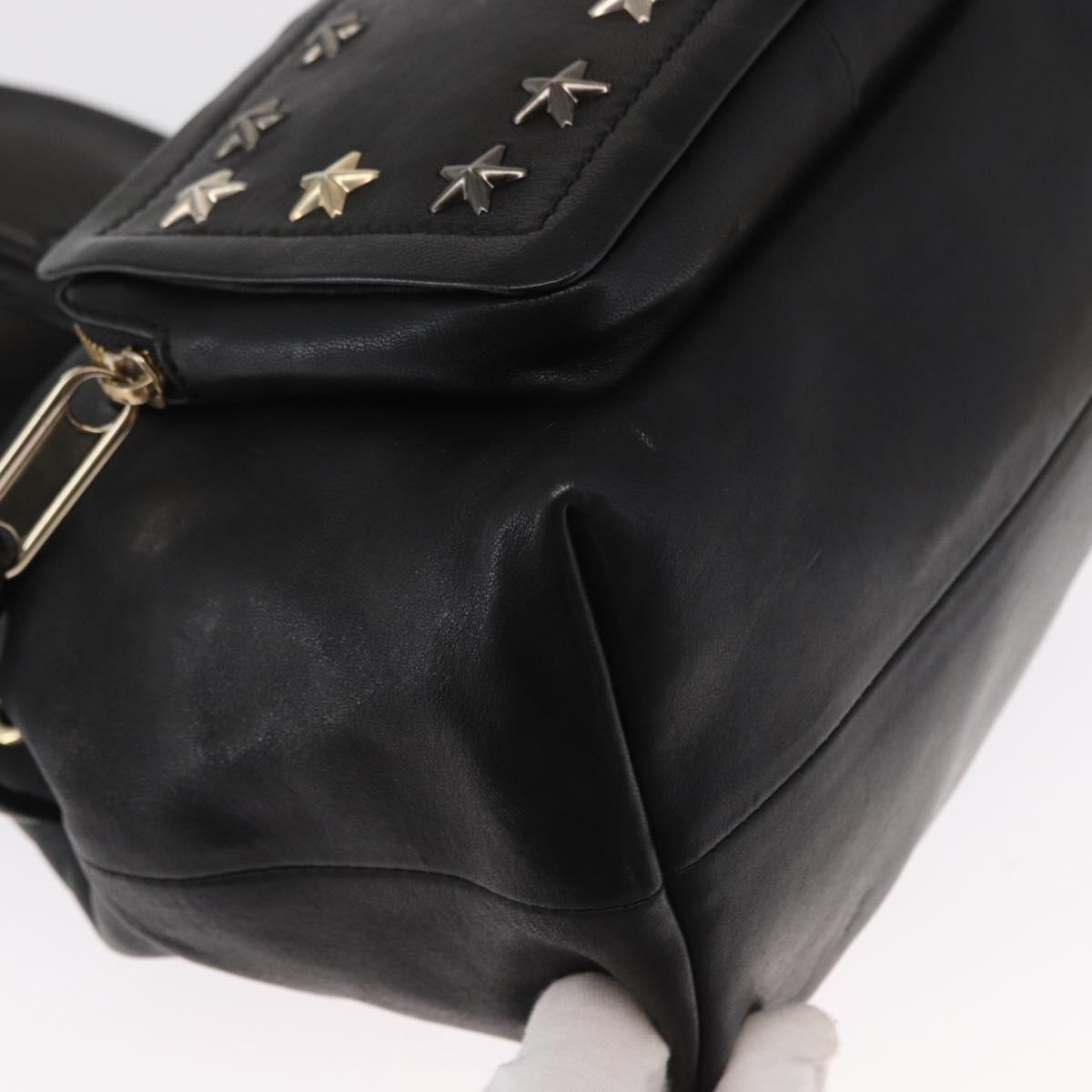 Jimmy Choo Studs Backpack Leather Black Gold Auth ka1552