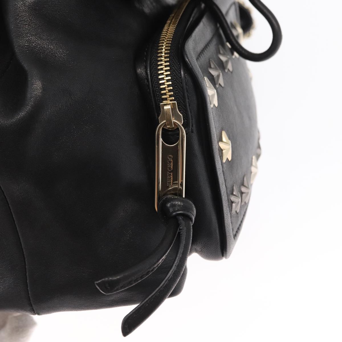 Jimmy Choo Studs Backpack Leather Black Gold Auth ka1552