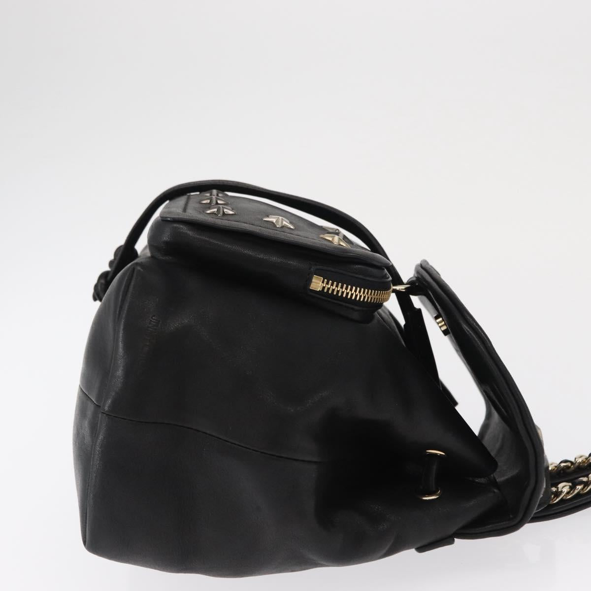 Jimmy Choo Studs Backpack Leather Black Gold Auth ka1552