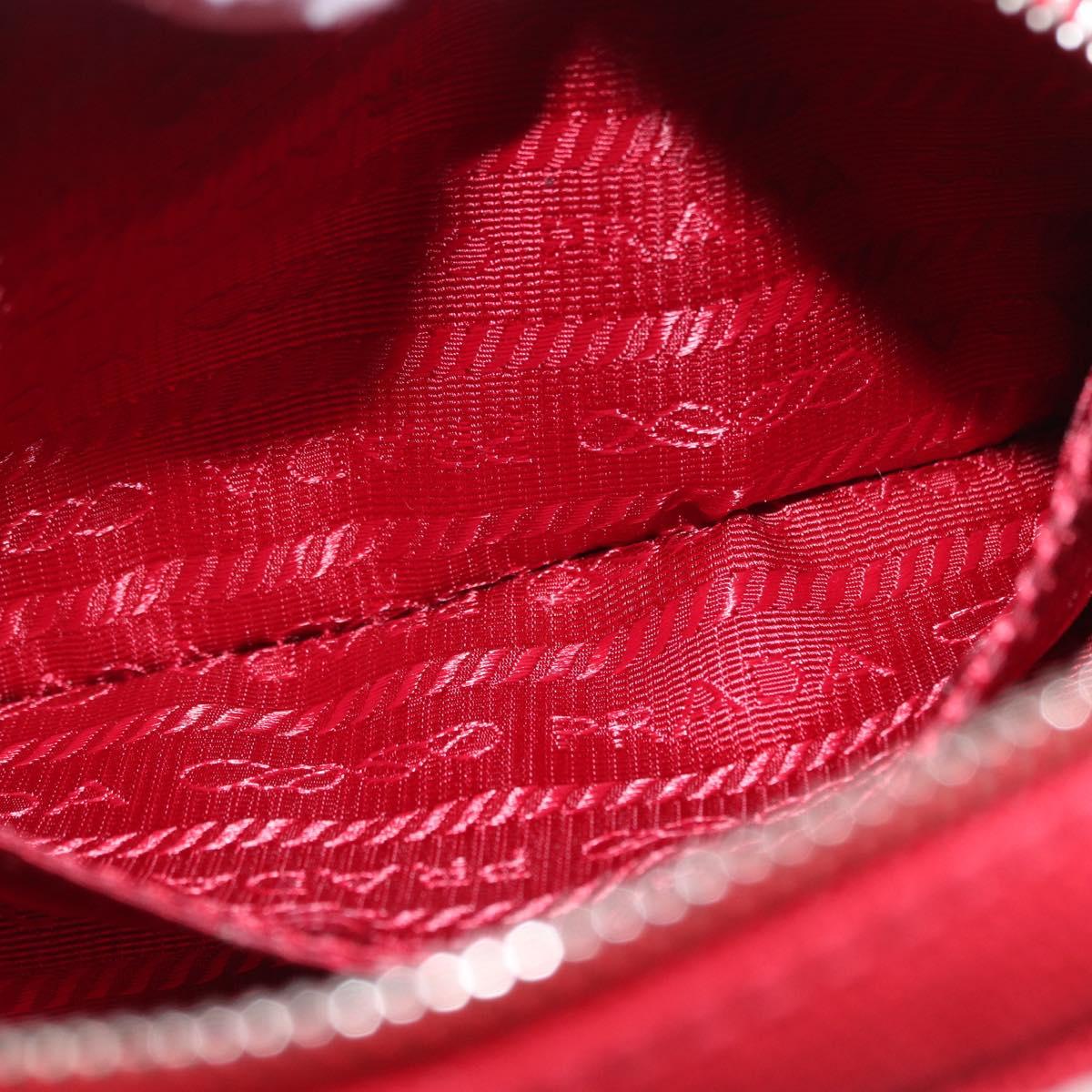 PRADA Accessory Pouch Canvas Red Silver Auth ka1557