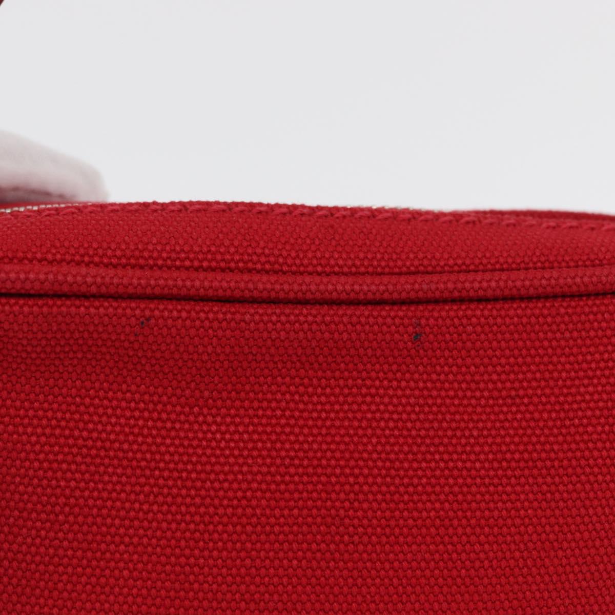PRADA Accessory Pouch Canvas Red Silver Auth ka1557