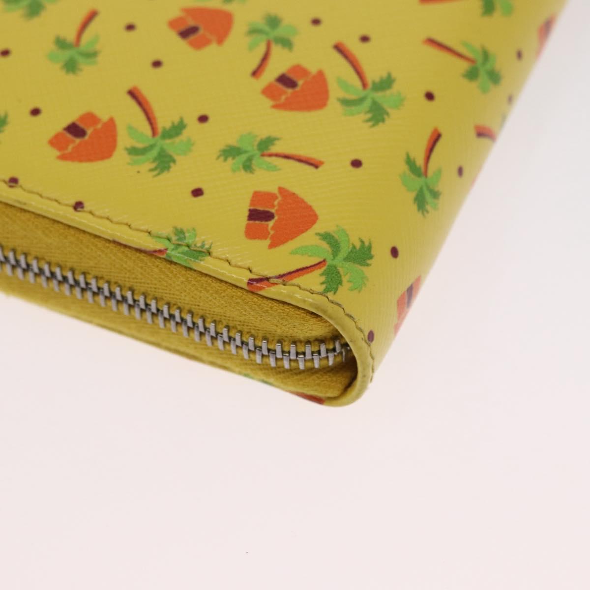 PRADA Long Wallet Safiano leather Yellow Silver Auth ka1567M