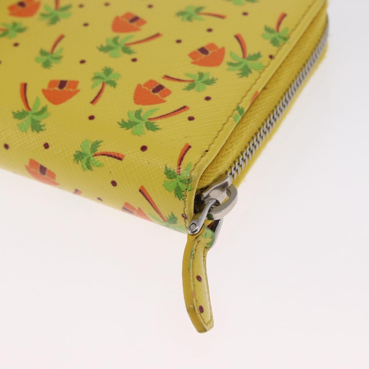 PRADA Long Wallet Safiano leather Yellow Silver Auth ka1567M