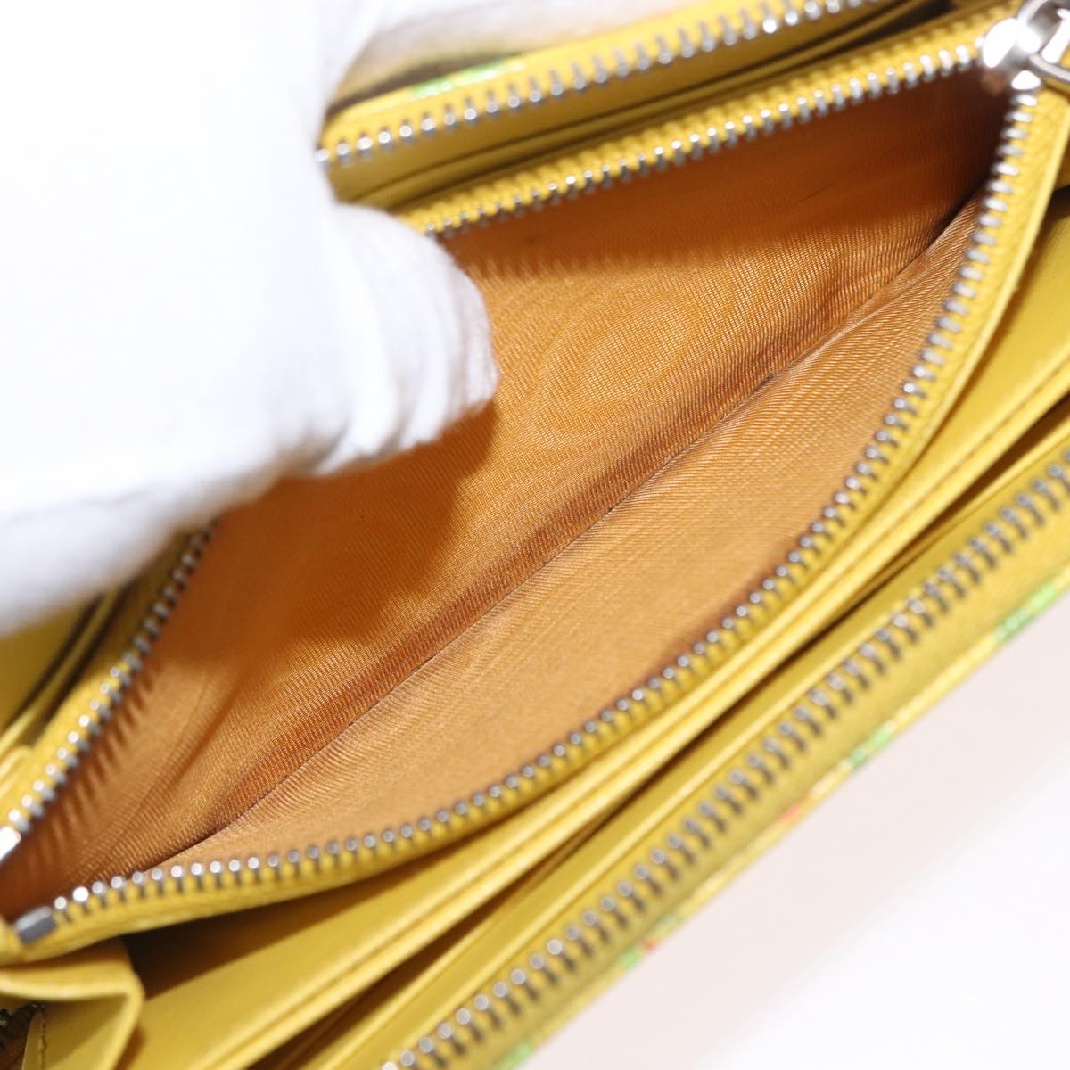 PRADA Long Wallet Safiano leather Yellow Silver Auth ka1567M