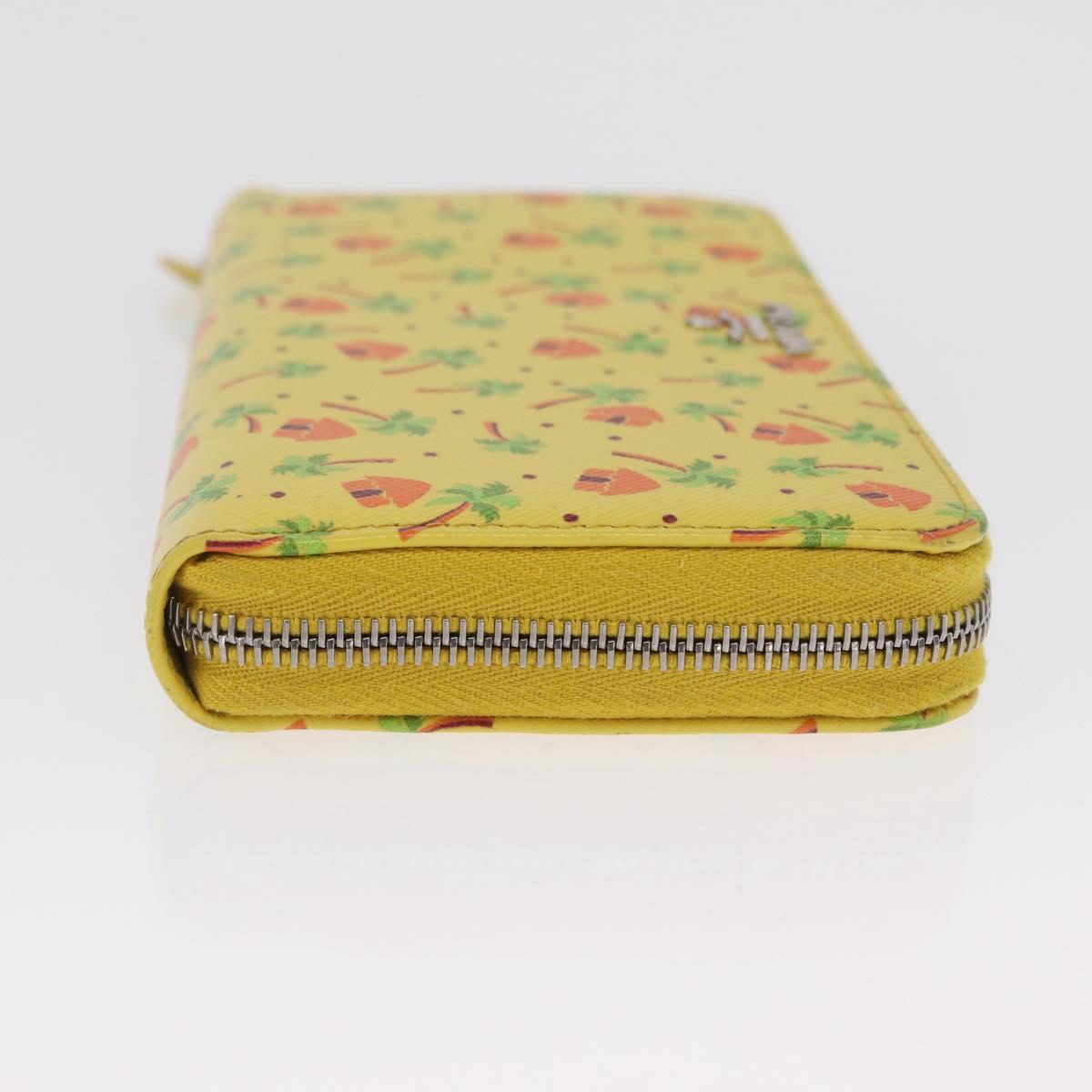 PRADA Long Wallet Safiano leather Yellow Silver Auth ka1567M