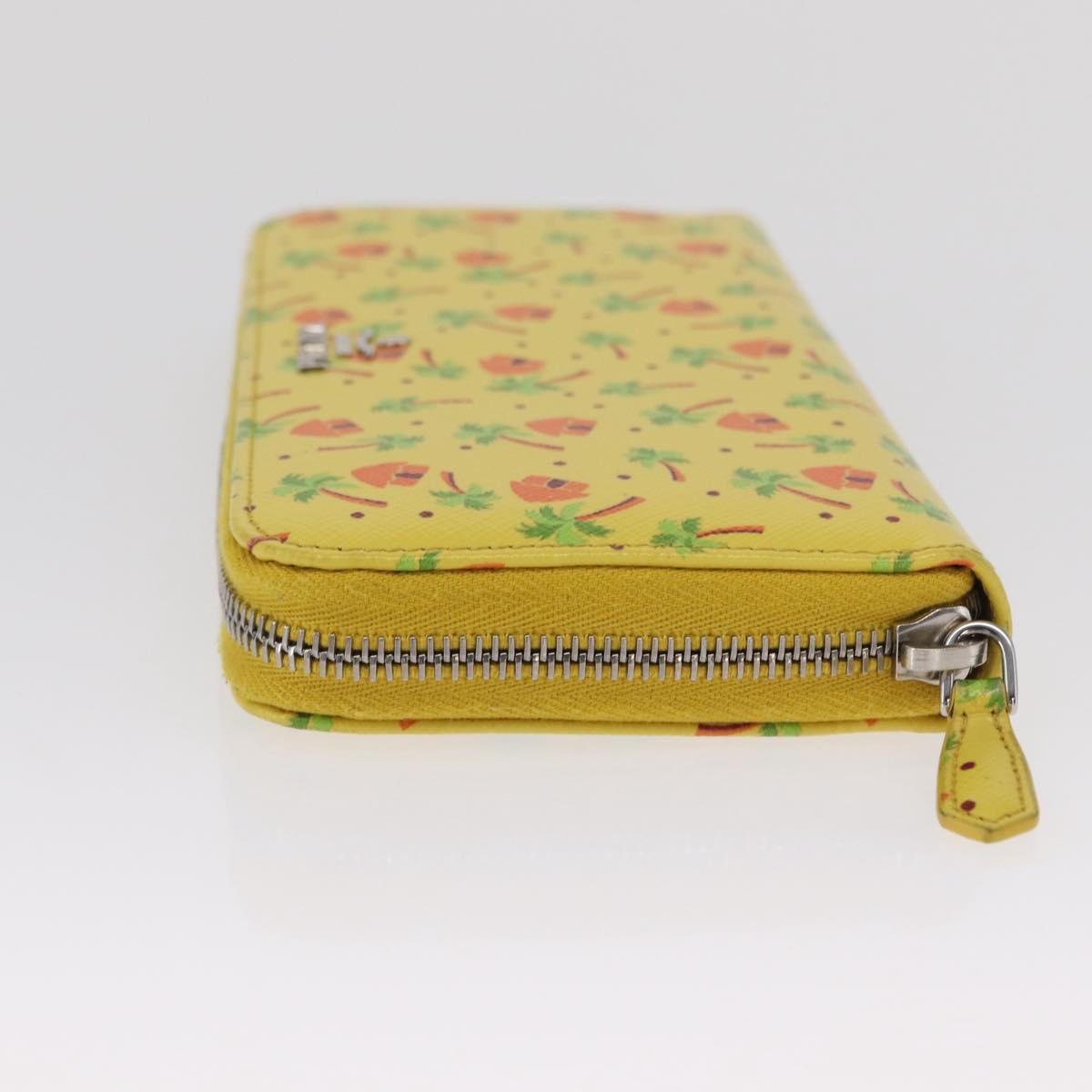 PRADA Long Wallet Safiano leather Yellow Silver Auth ka1567M