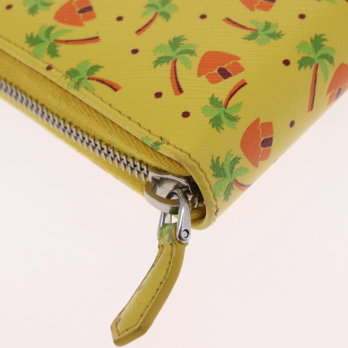 PRADA Long Wallet Safiano leather Yellow Silver Auth ka1567M