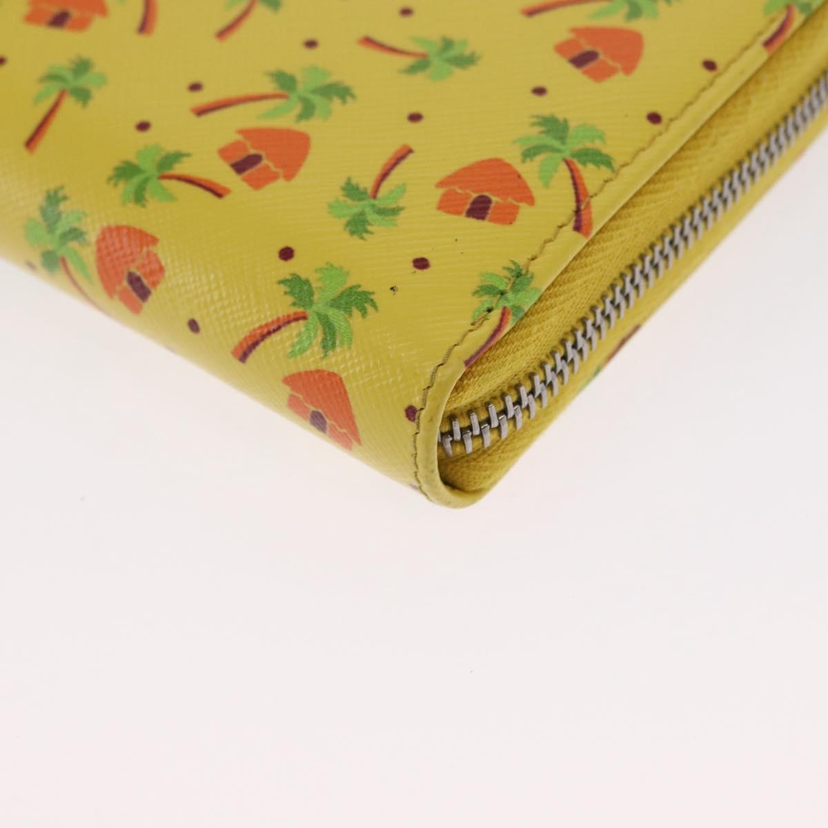 PRADA Long Wallet Safiano leather Yellow Silver Auth ka1567M