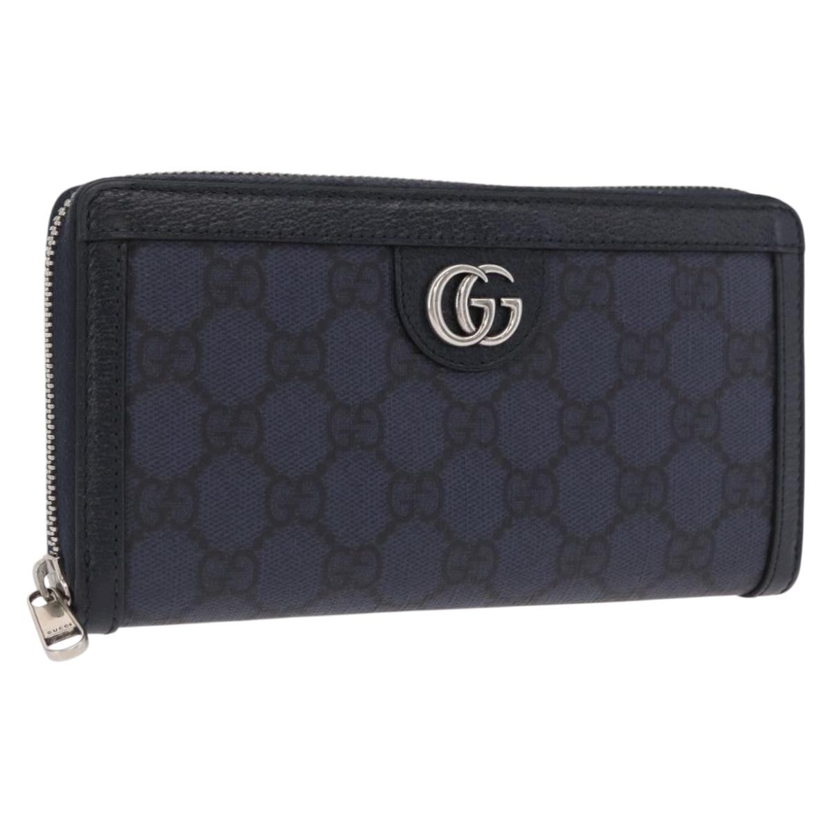 GUCCI GG Marmont GG Supreme Long Wallet PVC Navy 706844 Auth ka1568M