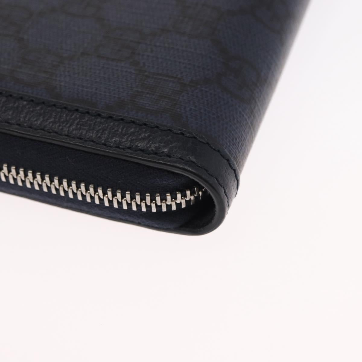 GUCCI GG Marmont GG Supreme Long Wallet PVC Navy 706844 Auth ka1568M