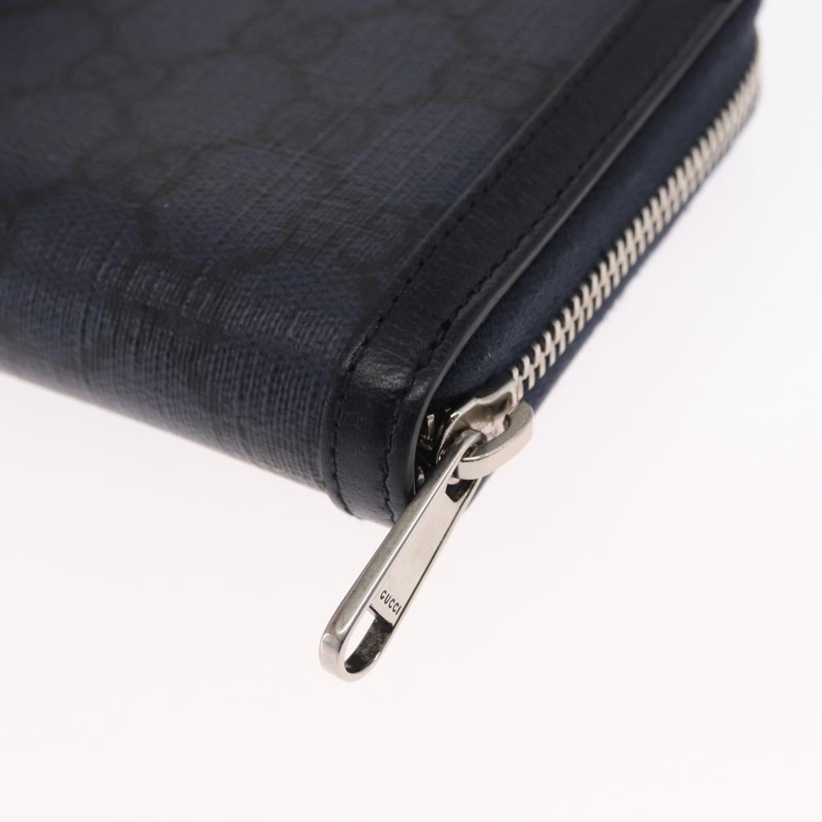 GUCCI GG Marmont GG Supreme Long Wallet PVC Navy 706844 Auth ka1568M