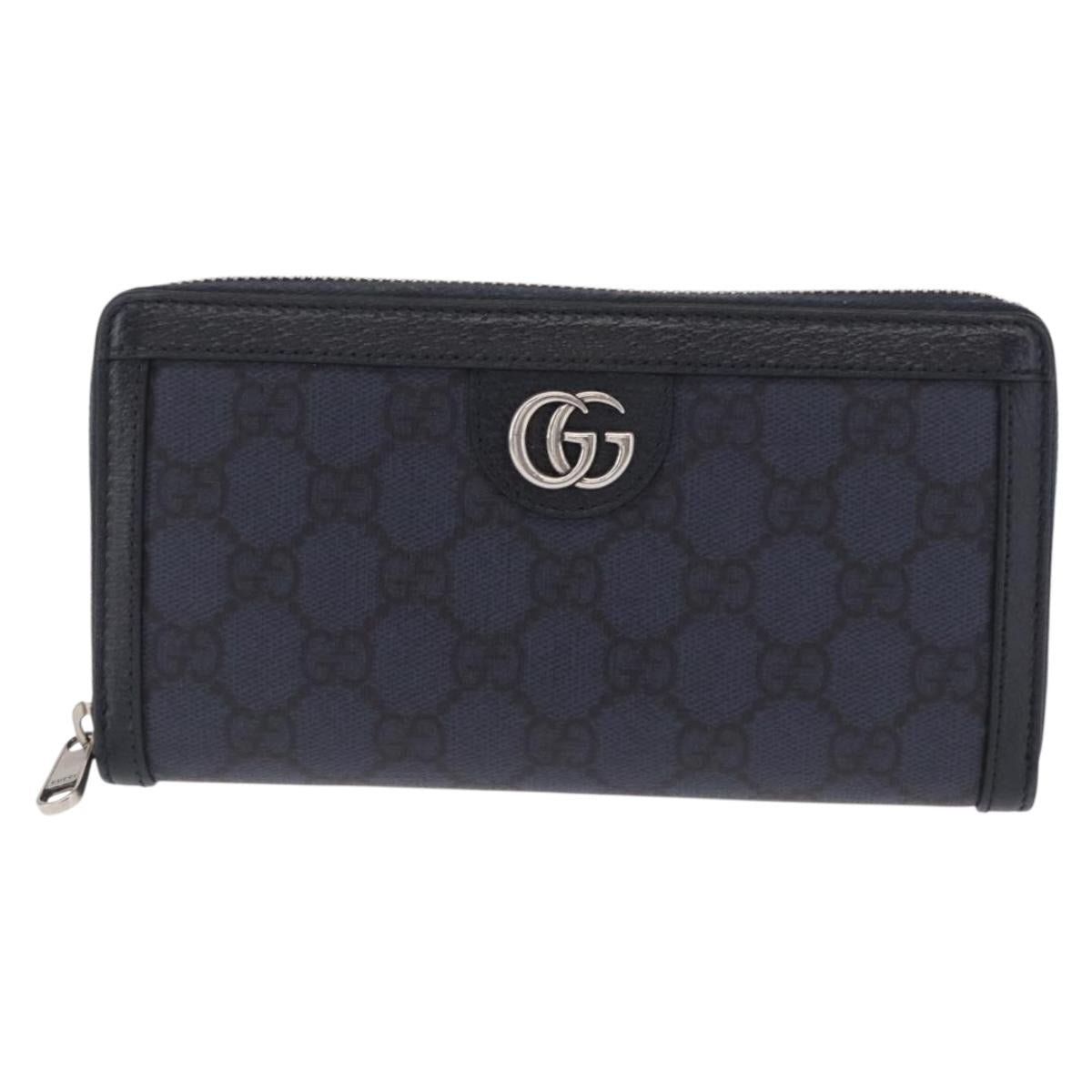 GUCCI GG Marmont GG Supreme Long Wallet PVC Navy 706844 Auth ka1568M
