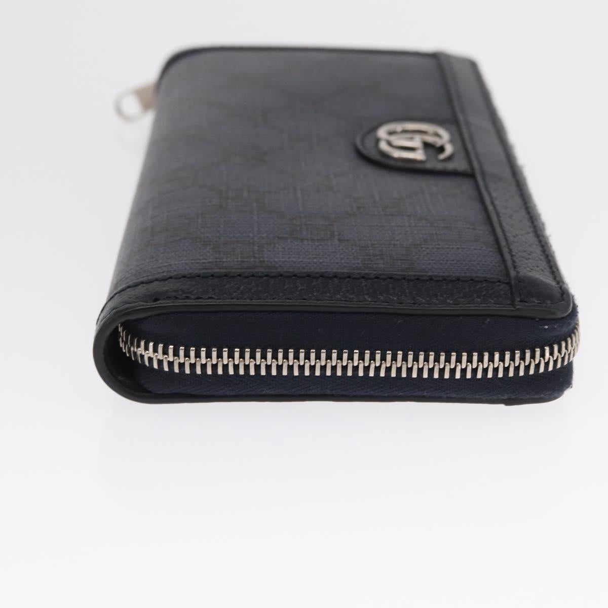 GUCCI GG Marmont GG Supreme Long Wallet PVC Navy 706844 Auth ka1568M