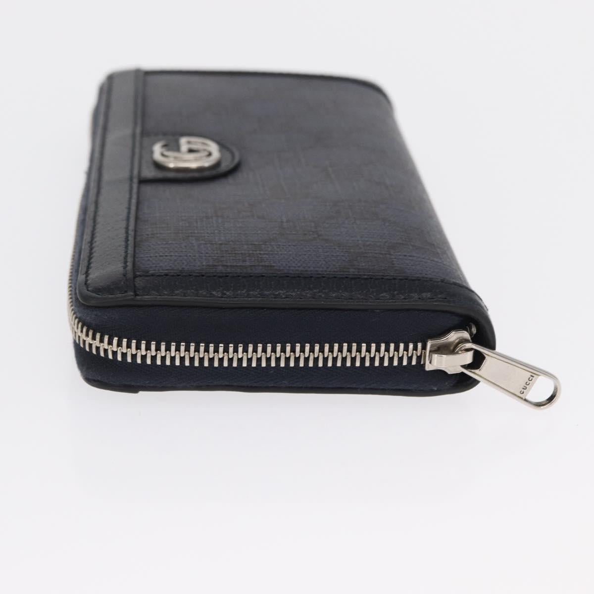 GUCCI GG Marmont GG Supreme Long Wallet PVC Navy 706844 Auth ka1568M